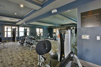 fitness center with cardio equipment & free weights