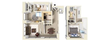 2 Bed 2 Bath 1019 SF Floor Plan at Residences at Manchester Place, Manchester, New Hampshire