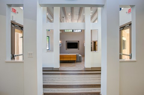 a view of the clubhouse from the entryway at Vizcaya, New Mexico, 87505