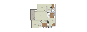 a floor plan of a two bedroom apartment at Estate at Woodmen Ridge, Colorado Springs