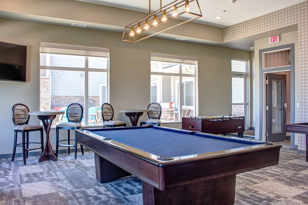 Clubhouse with pool table at SoRoc On Maine, Rochester, 55904