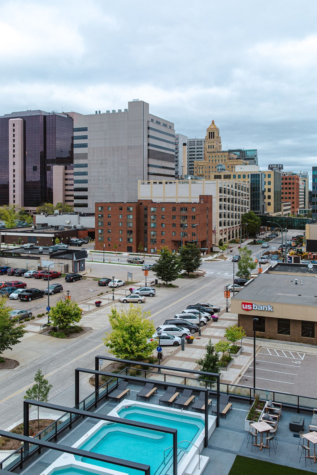 a view of the city from the top of a building with a pool at Maven on Broadway, Minnesota
