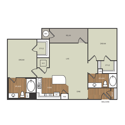 a floor plan with a bedroom and a living room at Estate at Woodmen Ridge, Colorado Springs Colorado