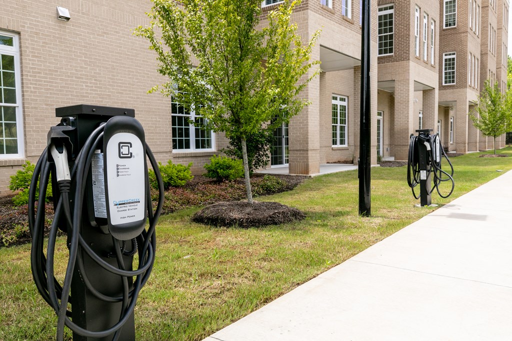 Electric charging stations available at The Station at River Crossing, Georgia