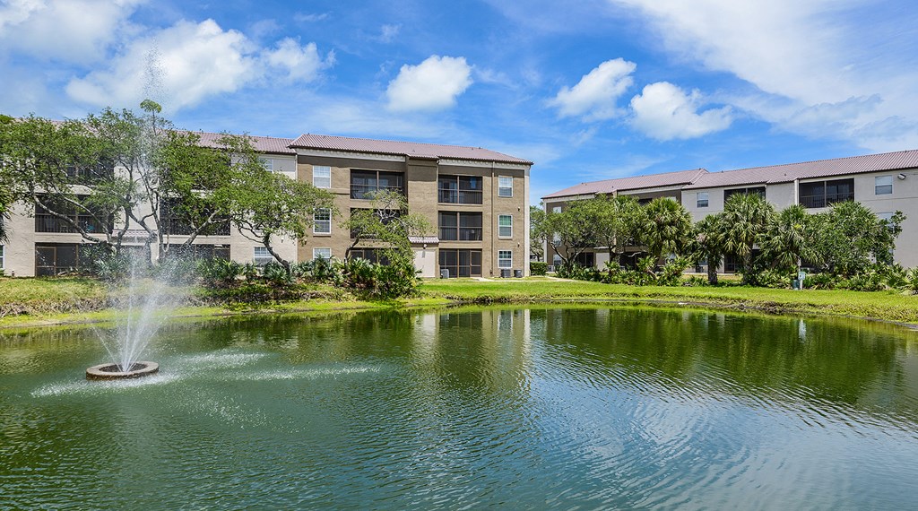 Picturesque water feature at The Brittany, Indialantic, FL