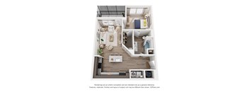 1 bed 1 bath Vienna Floor Plan