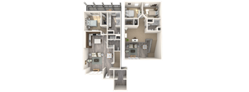 3 bed 2 bath Villas Deluxe Floor Plan at Paramount on Lake Eola, Orlando, 32801