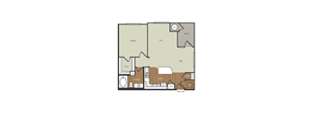 a floor plan of a one bedroom apartment at Estate at Woodmen Ridge, Colorado Springs, CO 80923