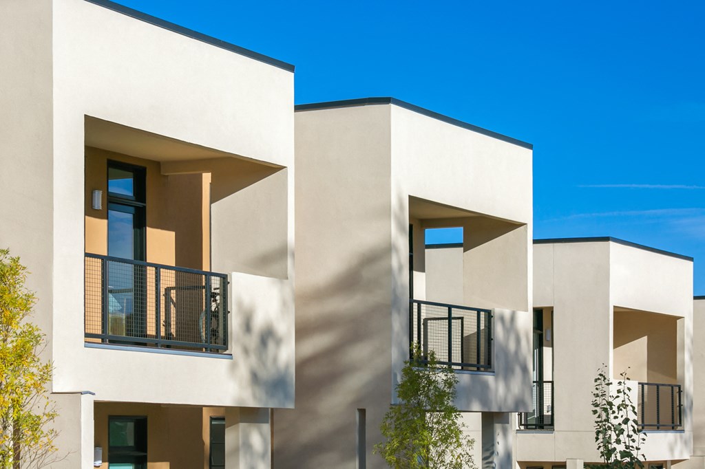 Homes feature private patios or balconies at Altitude at Vizcaya, Santa Fe, New Mexico
