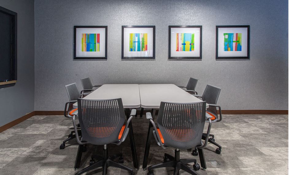 Conference room with table and chairs at Residences at Manchester Place, Manchester, New Hampshire