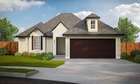A house with a brown garage door and a white front door at Walker Place Apartments, Hewitt, TX
