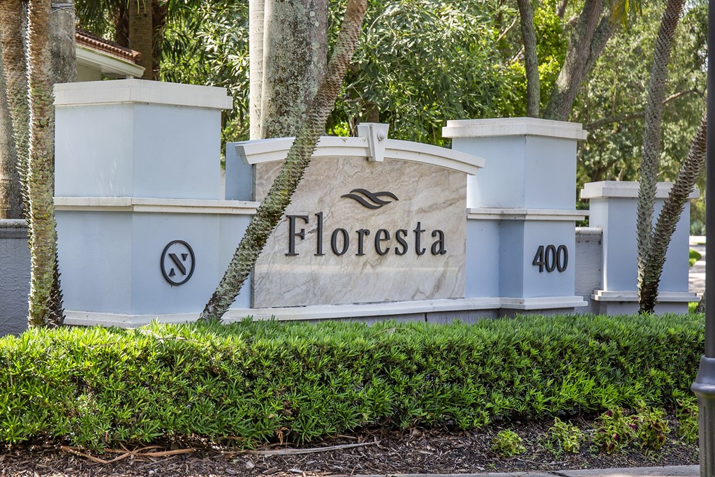 Monument sign at Floresta apartments in Jupiter, FL