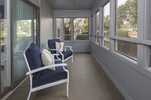 Private balconies and patios at Saddleworth Green, Florida