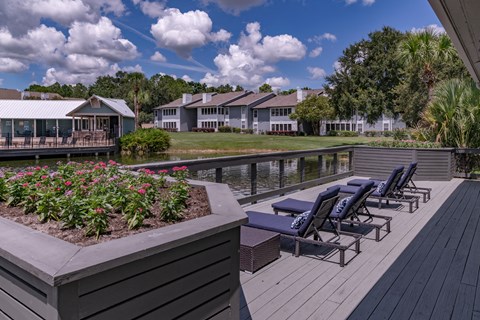 Sundeck with lounge chairs  at Saddleworth Green, Ocala, FL, 34474