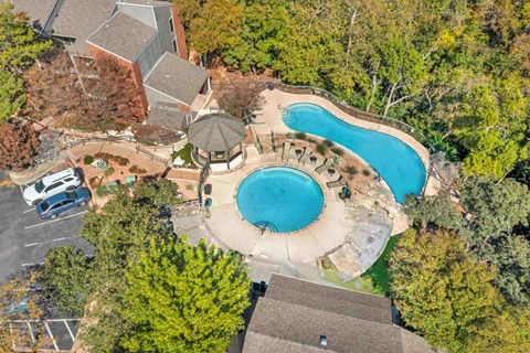 Top view of swimming pool at Great Hills, Austin, TX  