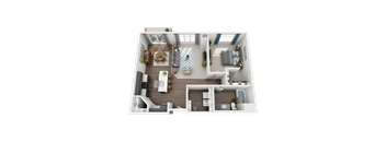 a 3d view of a bedroom with a living roomat SoRoc On Maine, Rochester