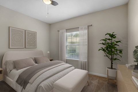 Beautiful Bright Bedroom With Wide Windows at Thornberry Apartments, Charlotte, NC, North Carolina, 28262