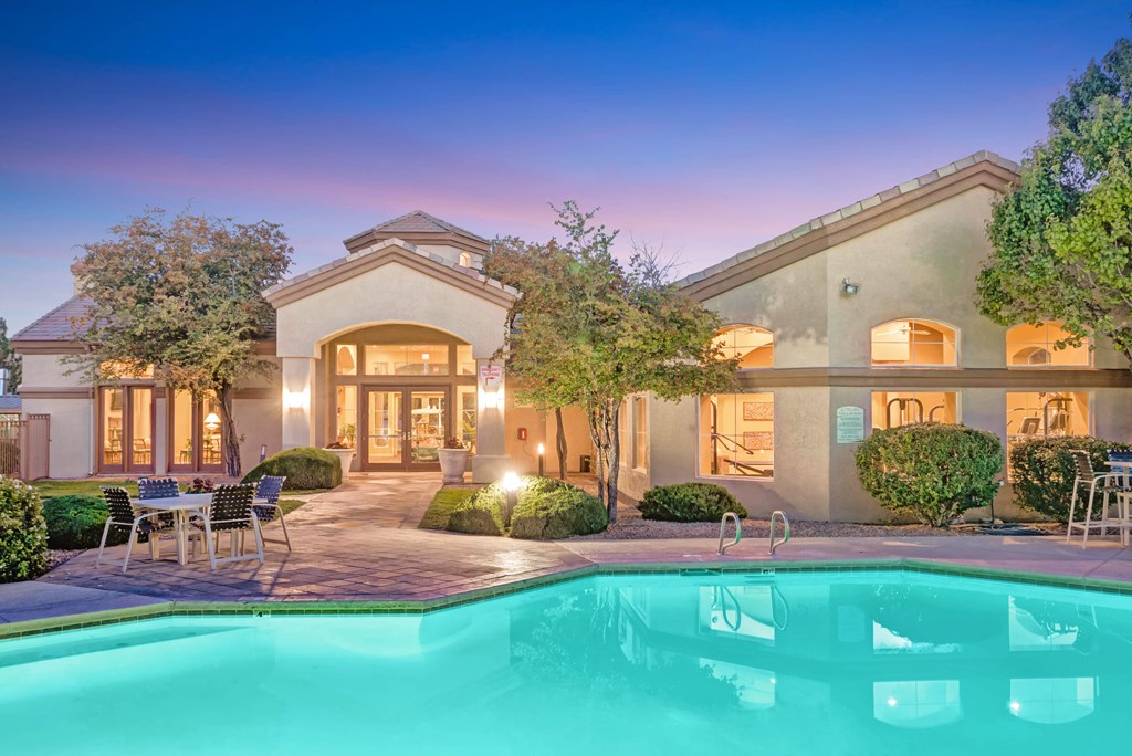 Pool At Night at Links at High Resort, Rio Rancho