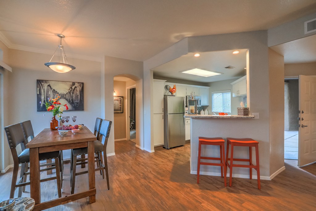 Dining room and kitchen at Arterra, Albuquerque