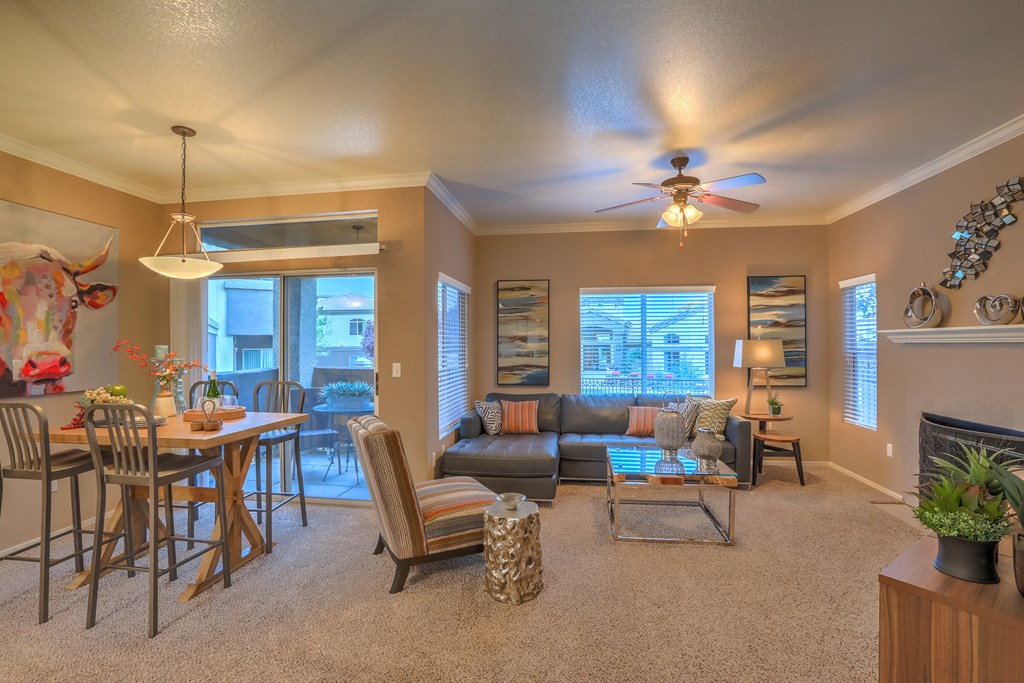 Living Room with bright lights at Arterra, Albuquerque, NM, 87113