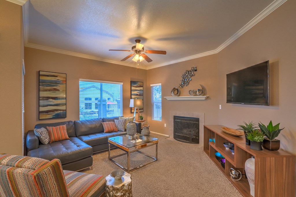 Living Room with TV at Arterra, New Mexico