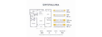 A drawing of a house layout with the title "CRYSTALLINA" at the top.