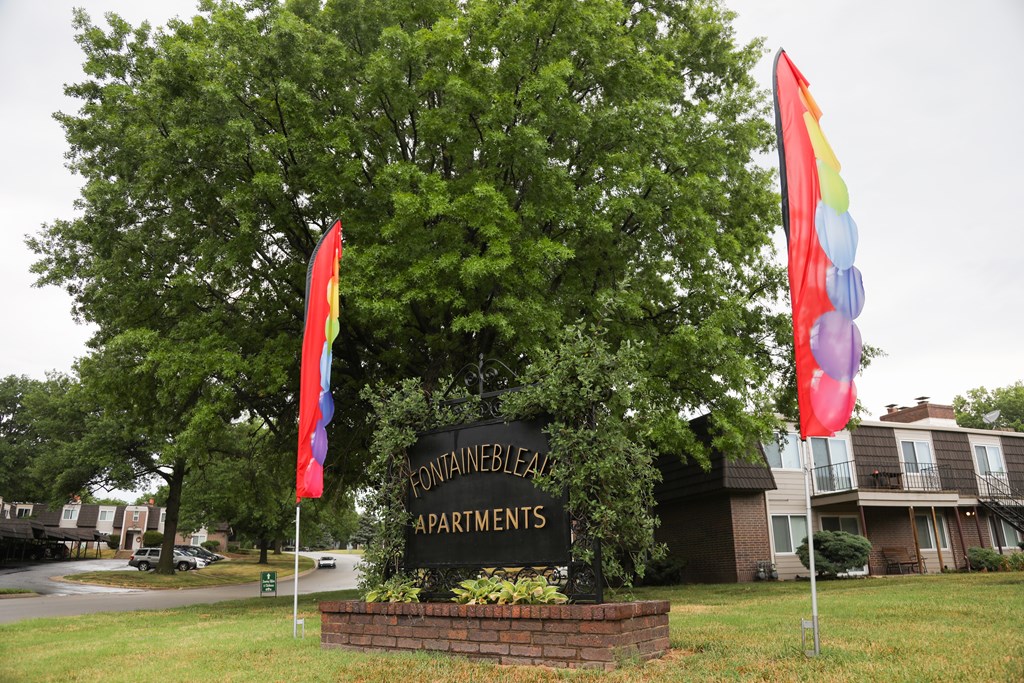 The sign in front of the building says