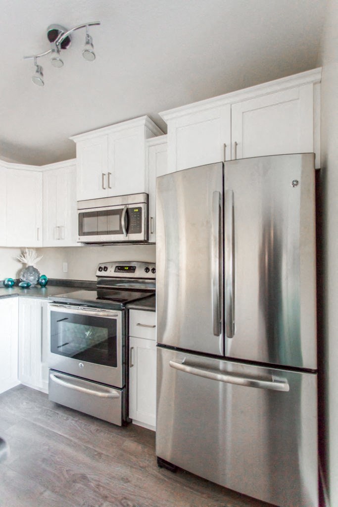 Interior - kitchen with stainless steel appliances.