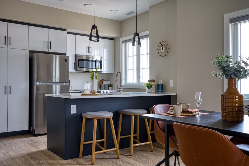 Interior - wide shot of kitchen.