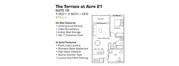 1 Bedroom, 1 Bathroom + Den