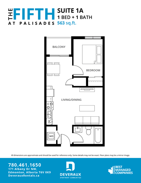 1a Floor Plan at The Fifth at Palisades, Edmonton, AB