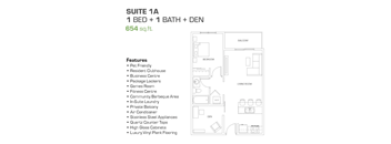 1 Bedroom, 1 Bathroom + Den