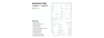1 Bedroom - Barrier Free