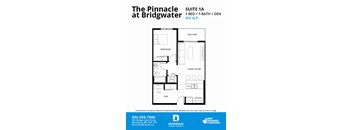 A floor plan for a 1 bedroom, 1 bathroom apartment at Bridgwater.