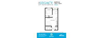 A floor plan for a suite at The Legacy at Griesbach.