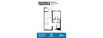 a floor plan of a 1 bed 1 bath
