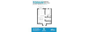 a floor plan of a 505 sq ft apartment