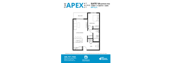 A floor plan for a suite at The Apex apartment complex.