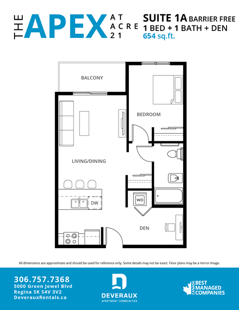 A floor plan for a suite at The Apex apartment complex.