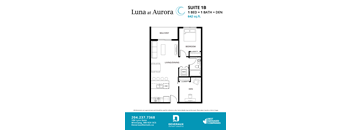a floor plan of a 1 bedroom unit at unit 13