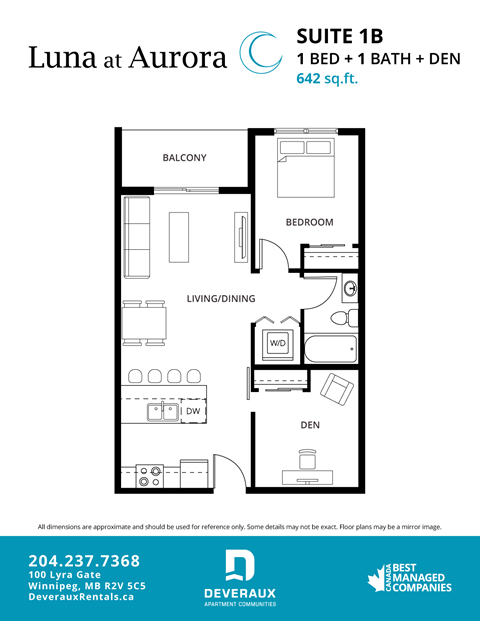 a floor plan of a 1 bedroom unit at unit 13