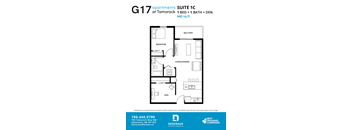 1 Bedroom 1 Bathroom Floor Plan at G17 Apartments at Tamarack, Edmonton