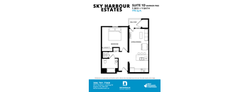 A floor plan for a suite at Sky Harbour Estates.