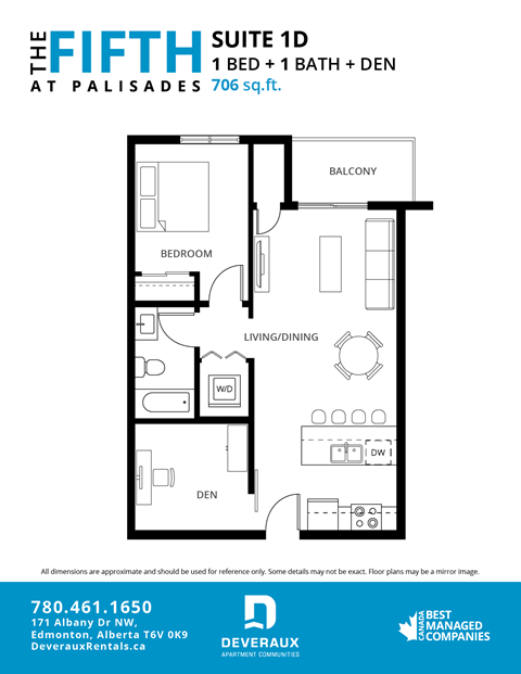 1d Floor Plan at The Fifth at Palisades, Edmonton, AB