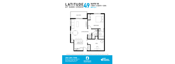 1 Bedroom, 2 Bathroom + Den