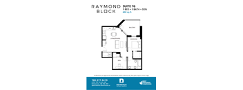 1G Floor Plan at Raymond Block, Edmonton, T6E 3R7