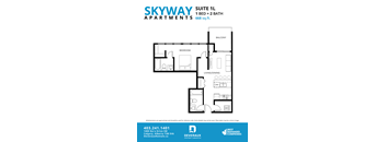 1L Floor Plan at Skyway Apartments, Calgary, T3B 5V6