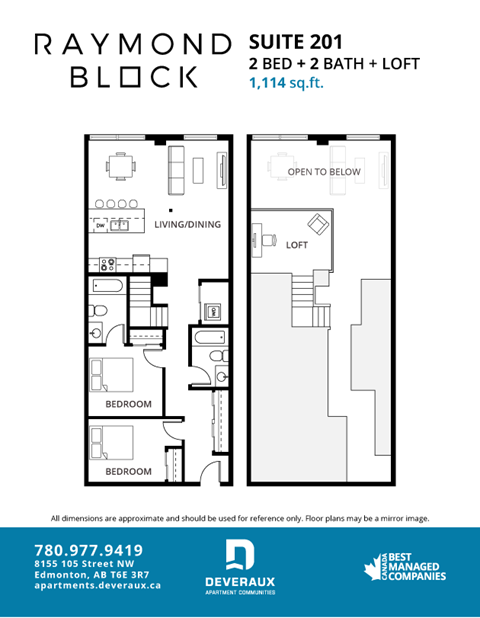 Suite 201 Floor Plan at Raymond Block, Edmonton, T6E 3R7