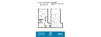 Suite 206 Floor Plan at Raymond Block, Alberta, T6E 3R7