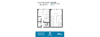 Suite 209 Floor Plan at Raymond Block, Alberta